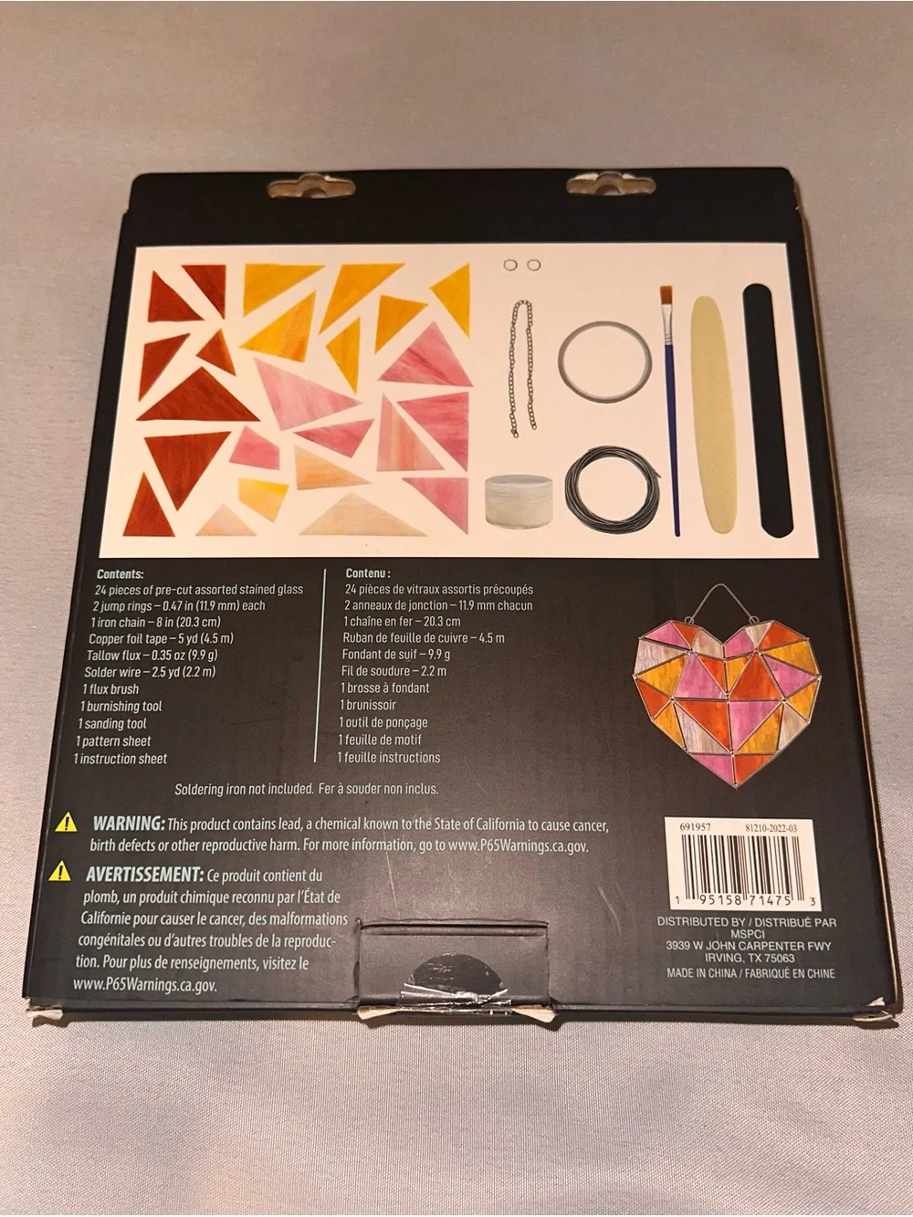 MAKE MARKET Stained Glass Heart Kit - Pink & Orange